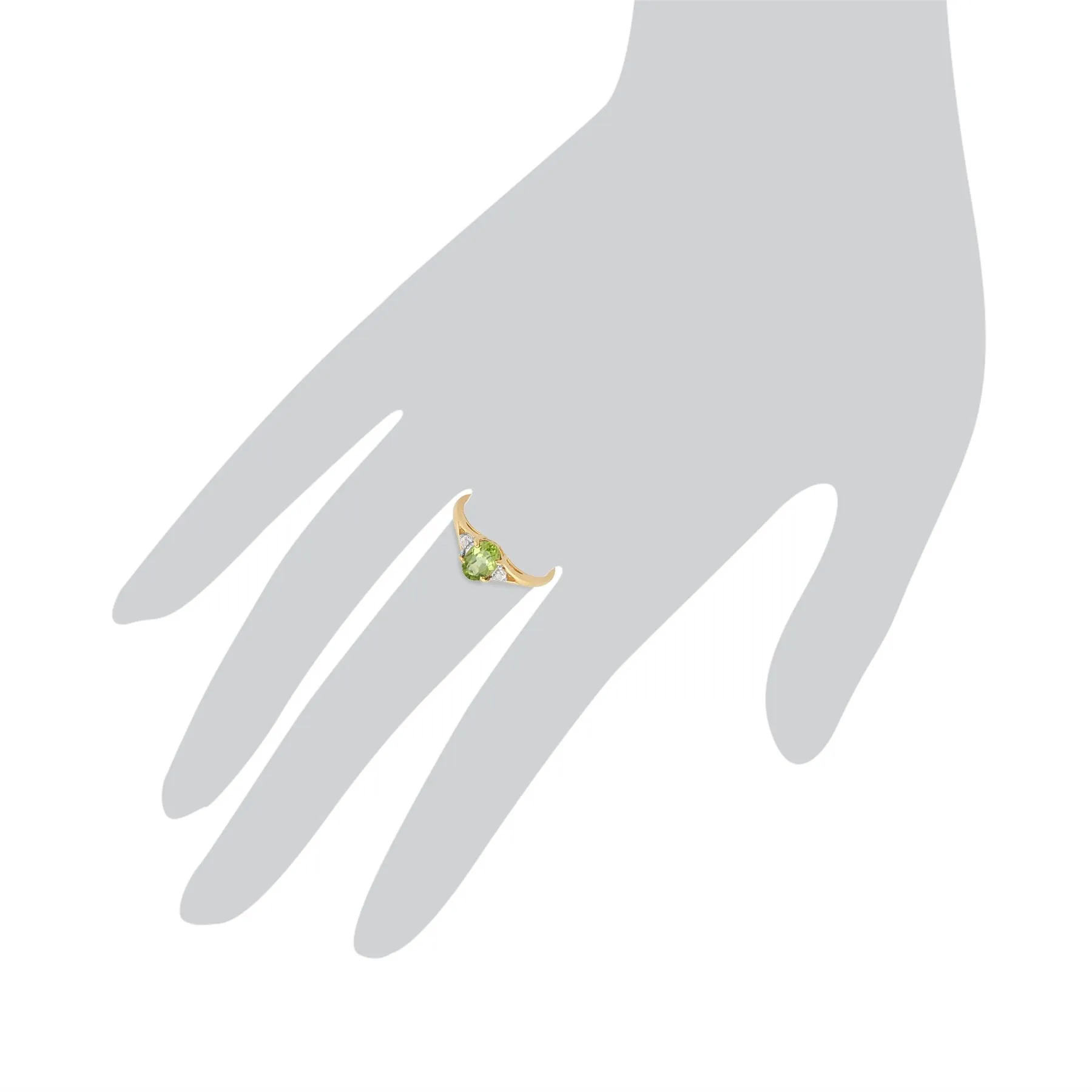 Peridot & Diamant Ring in 9ct Gelb Gold