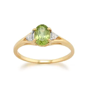 Peridot & Diamant Ring in 9ct Gelb Gold
