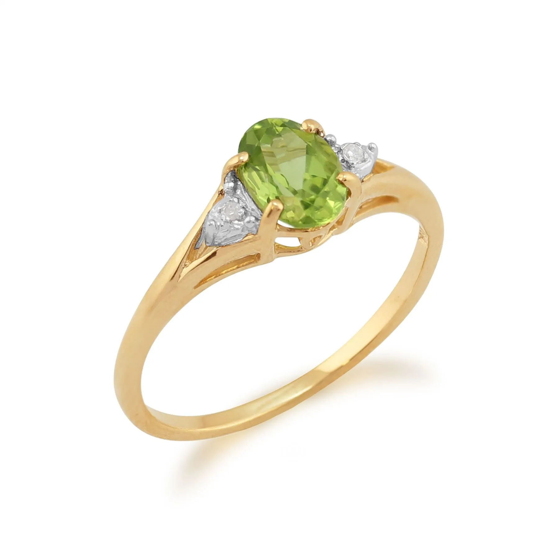 Peridot & Diamant Ring in 9ct Gelb Gold