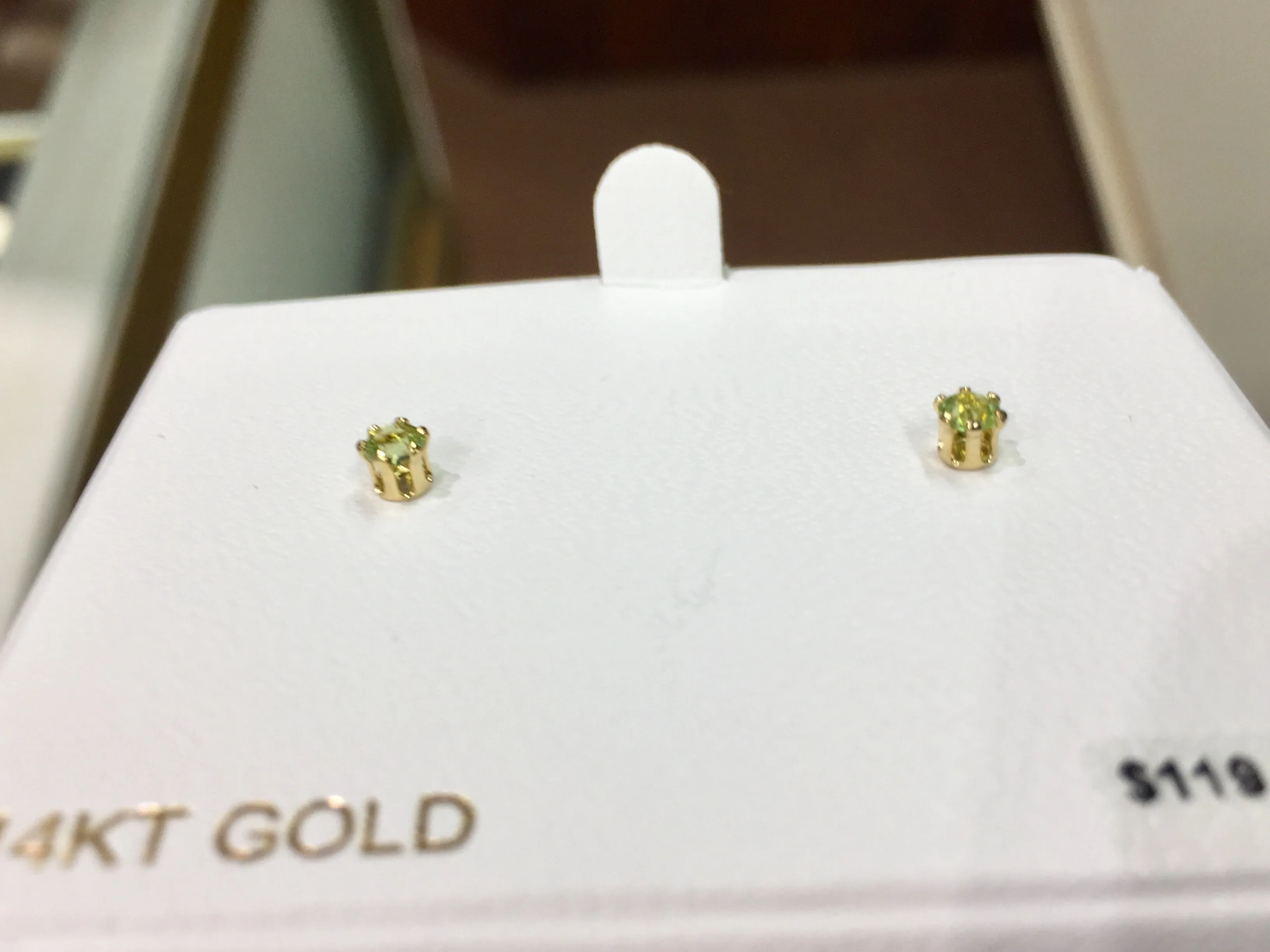 Peridot Gold Stud Earrings
