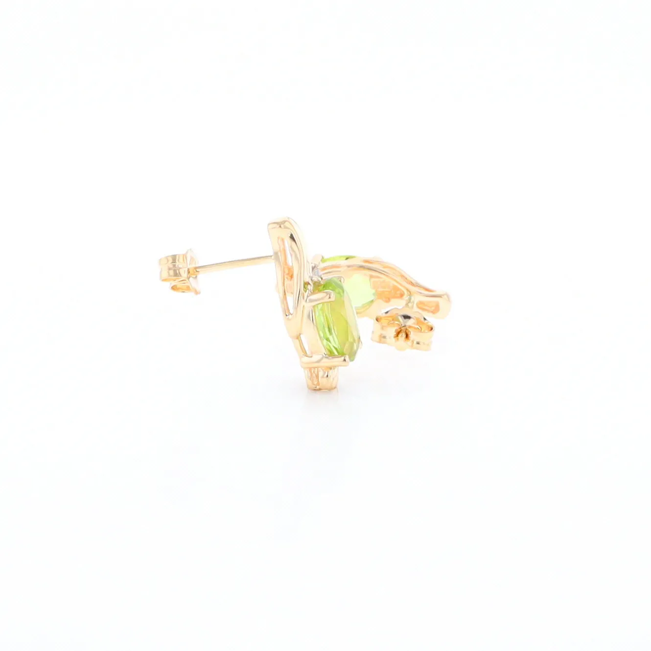 Peridot Ribbon Stud Earrings