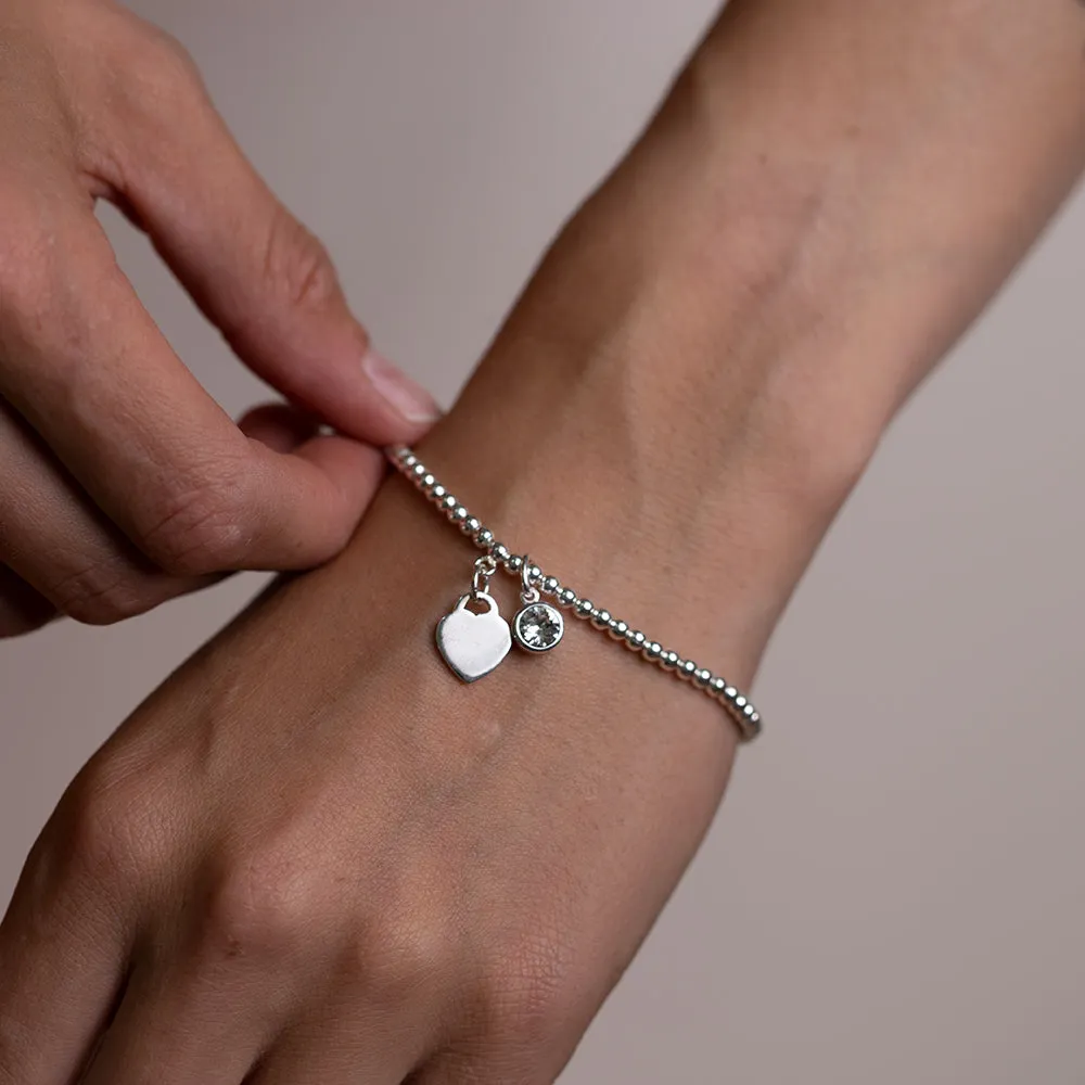 Personalised March Birthstone Bracelet - Aquamarine