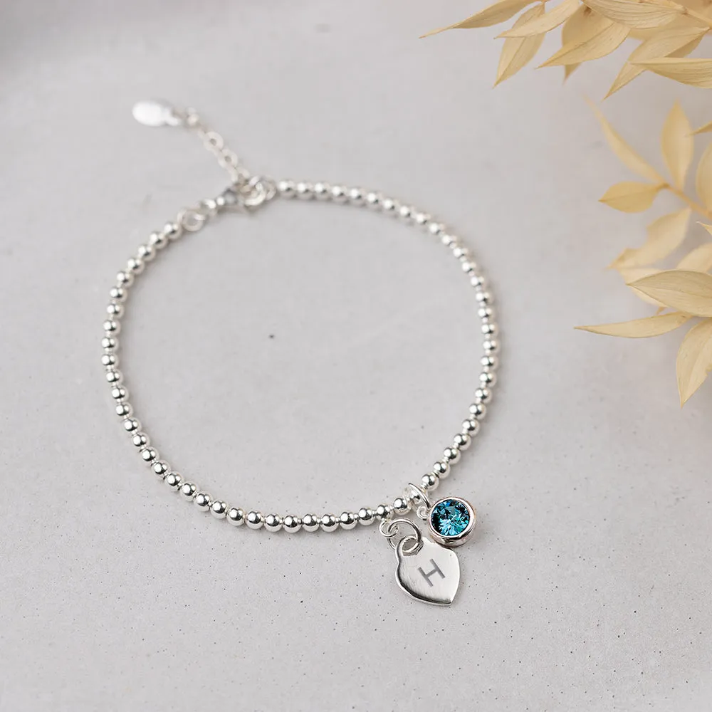Personalised March Birthstone Bracelet - Aquamarine