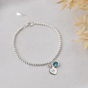 Personalised March Birthstone Bracelet - Aquamarine