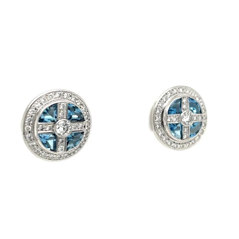 Platinum 2.03tcw Aquamarine & 1.16tcw Diamond Round Earrings at Regard Jewelry in Austin, Texas