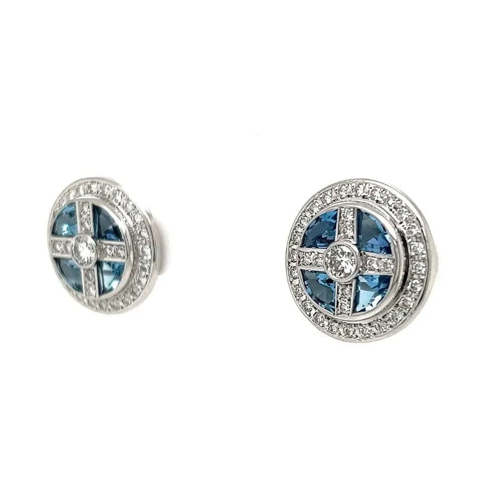 Platinum 2.03tcw Aquamarine & 1.16tcw Diamond Round Earrings at Regard Jewelry in Austin, Texas
