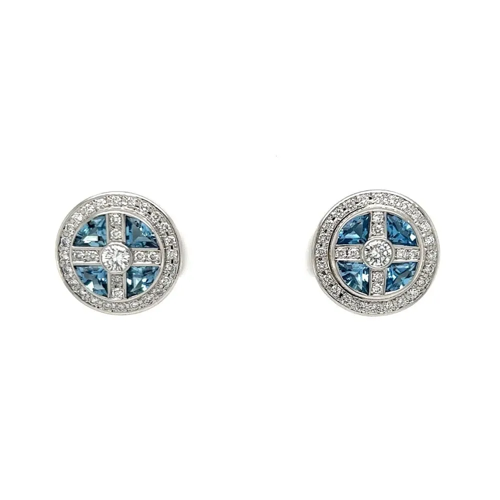 Platinum 2.03tcw Aquamarine & 1.16tcw Diamond Round Earrings at Regard Jewelry in Austin, Texas
