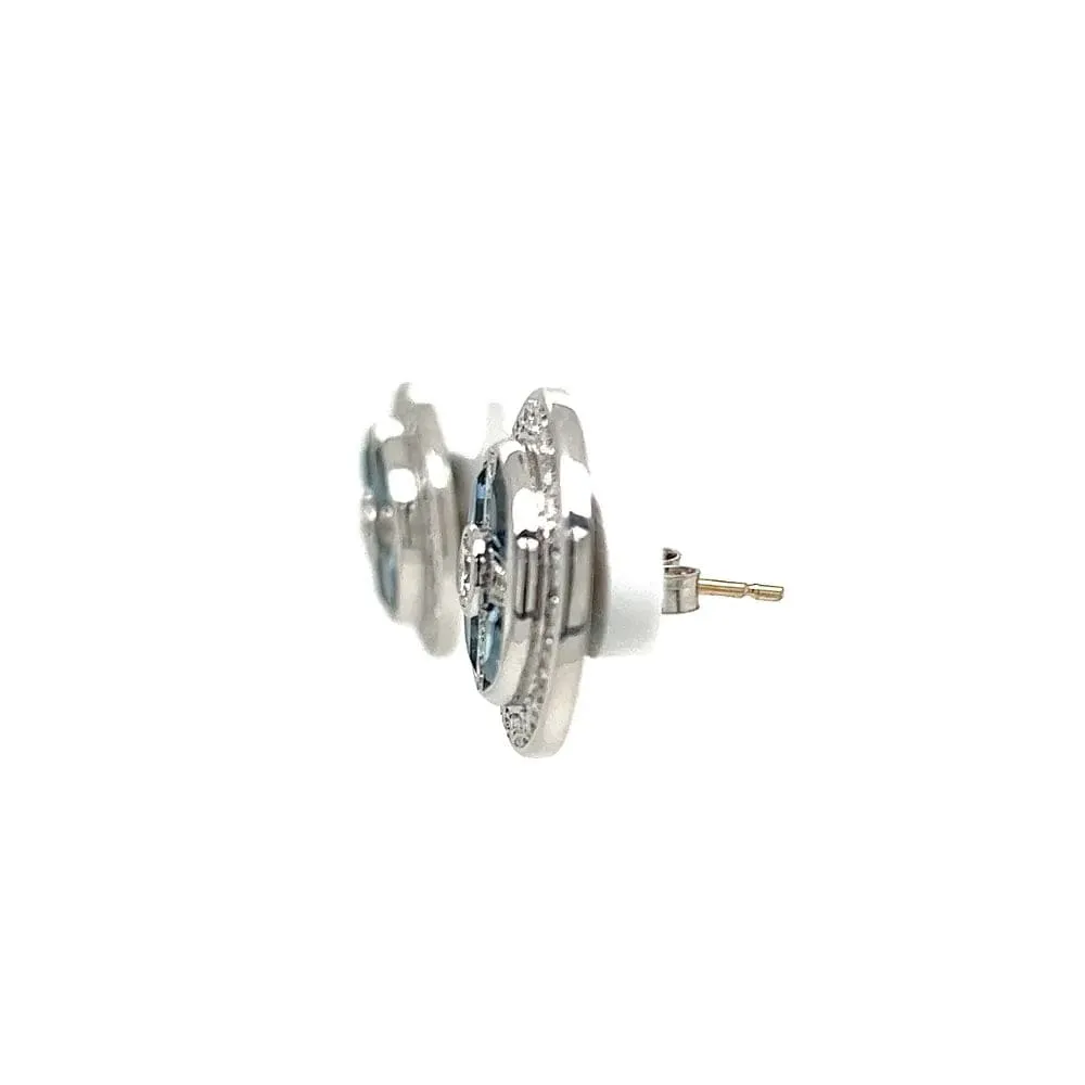 Platinum 2.03tcw Aquamarine & 1.16tcw Diamond Round Earrings at Regard Jewelry in Austin, Texas