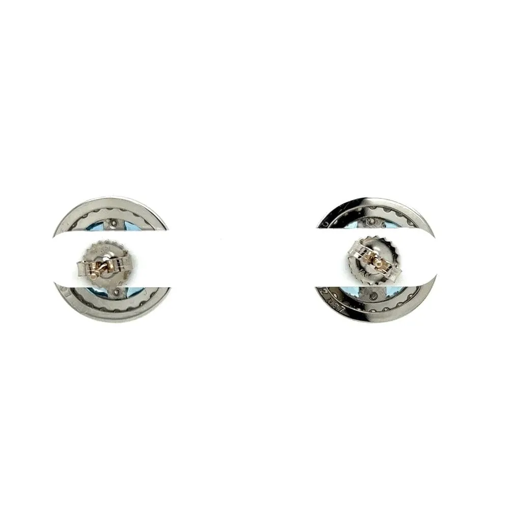 Platinum 2.03tcw Aquamarine & 1.16tcw Diamond Round Earrings at Regard Jewelry in Austin, Texas
