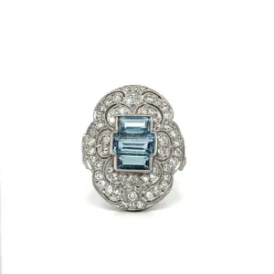 Platinum Aquamarine and Diamond Ring at Regard Jewelry in Austin, Texas