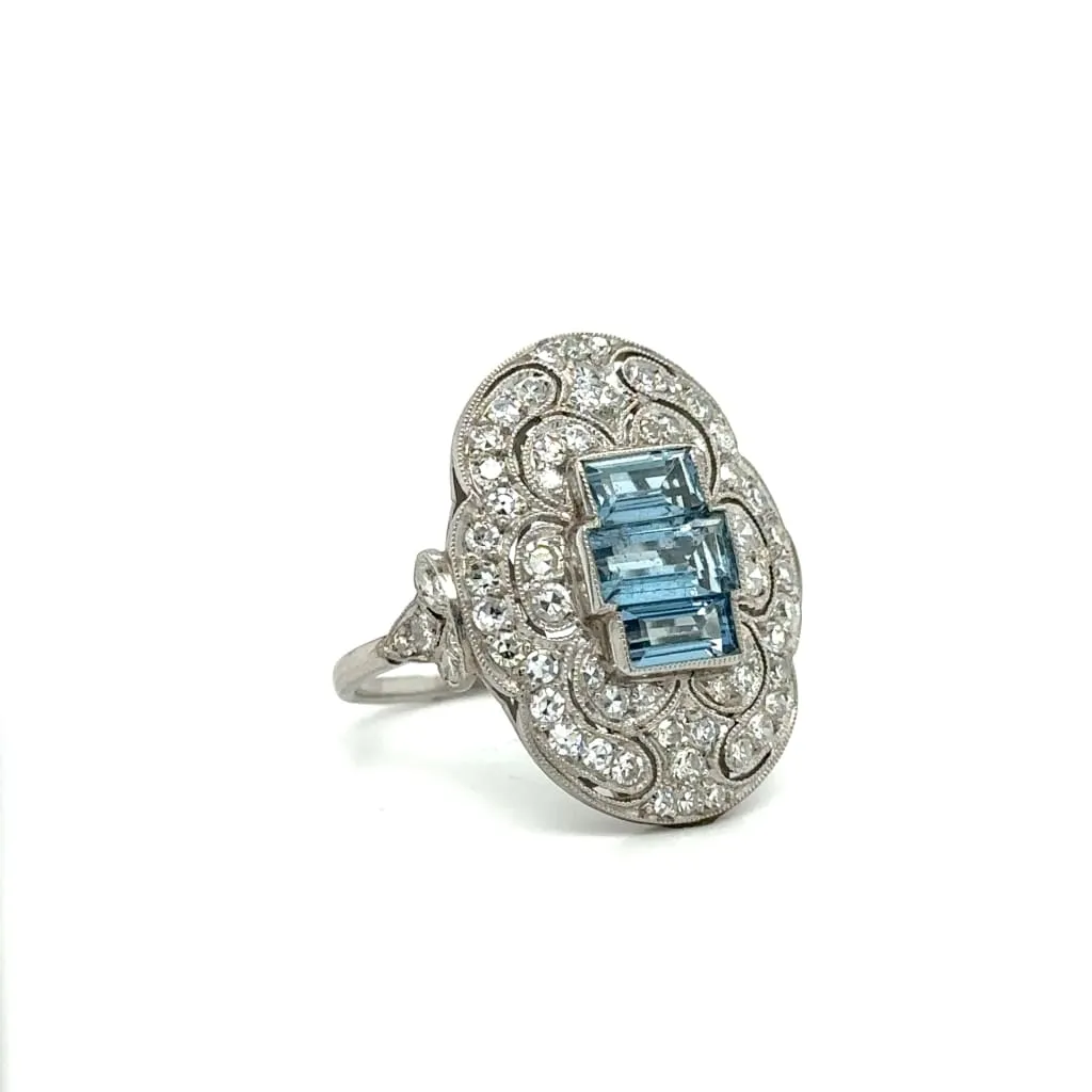 Platinum Aquamarine and Diamond Ring at Regard Jewelry in Austin, Texas