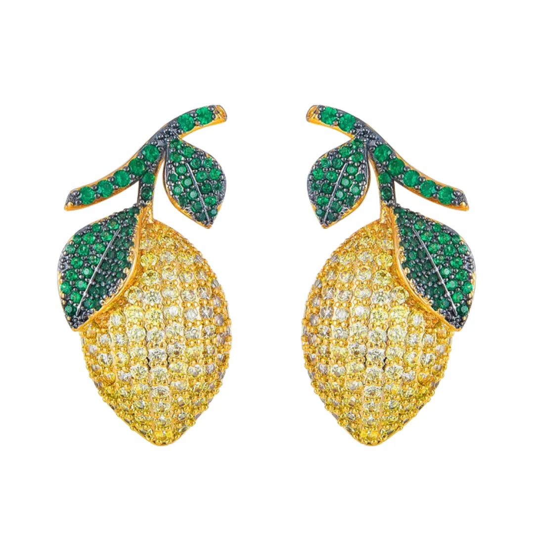 Pre Order:  Cute Lemon Zircon Earrings