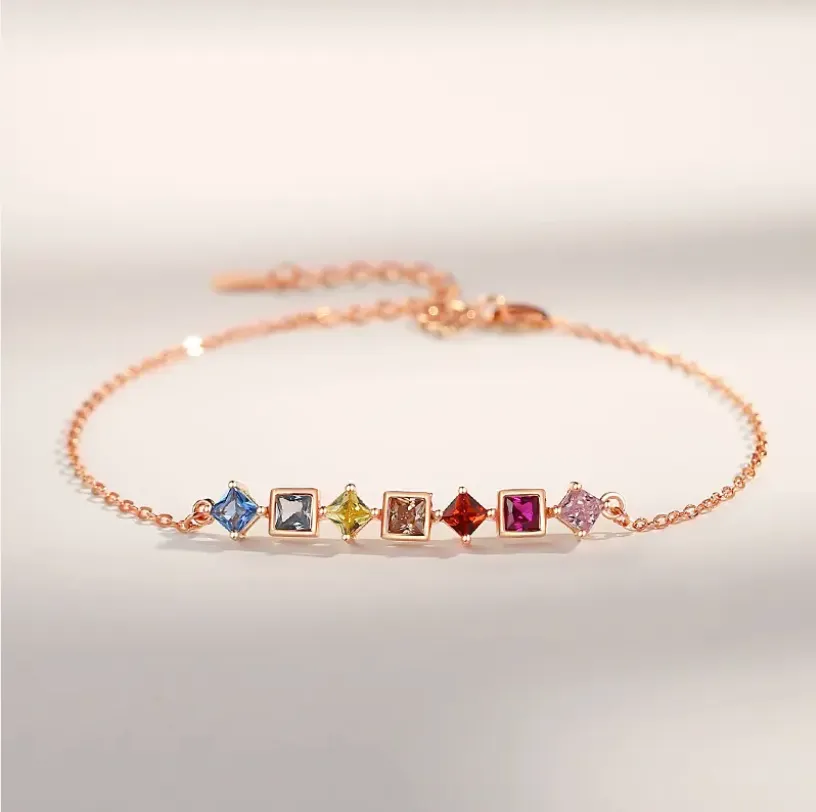 Rainbow Cubic Zirconia Sterling Silver Bracelet