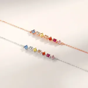 Rainbow Cubic Zirconia Sterling Silver Bracelet