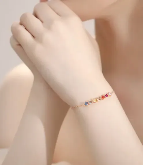 Rainbow Cubic Zirconia Sterling Silver Bracelet