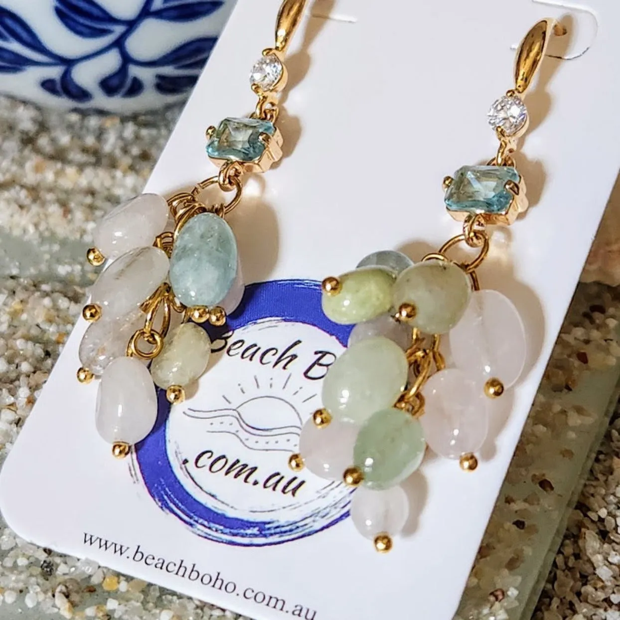 RAINBOW SKY - TOPAZ GOLD HOOK EARRINGS
