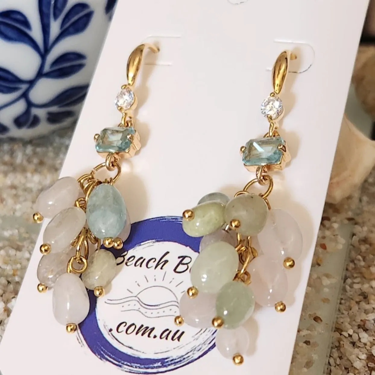 RAINBOW SKY - TOPAZ GOLD HOOK EARRINGS