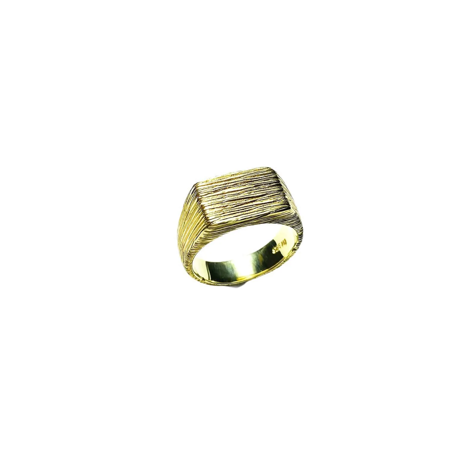 Raw Signet gold plated silver ring