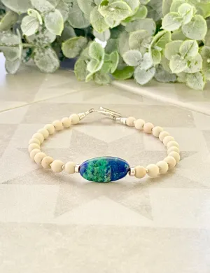 River stone and lapis lazuli bracelet