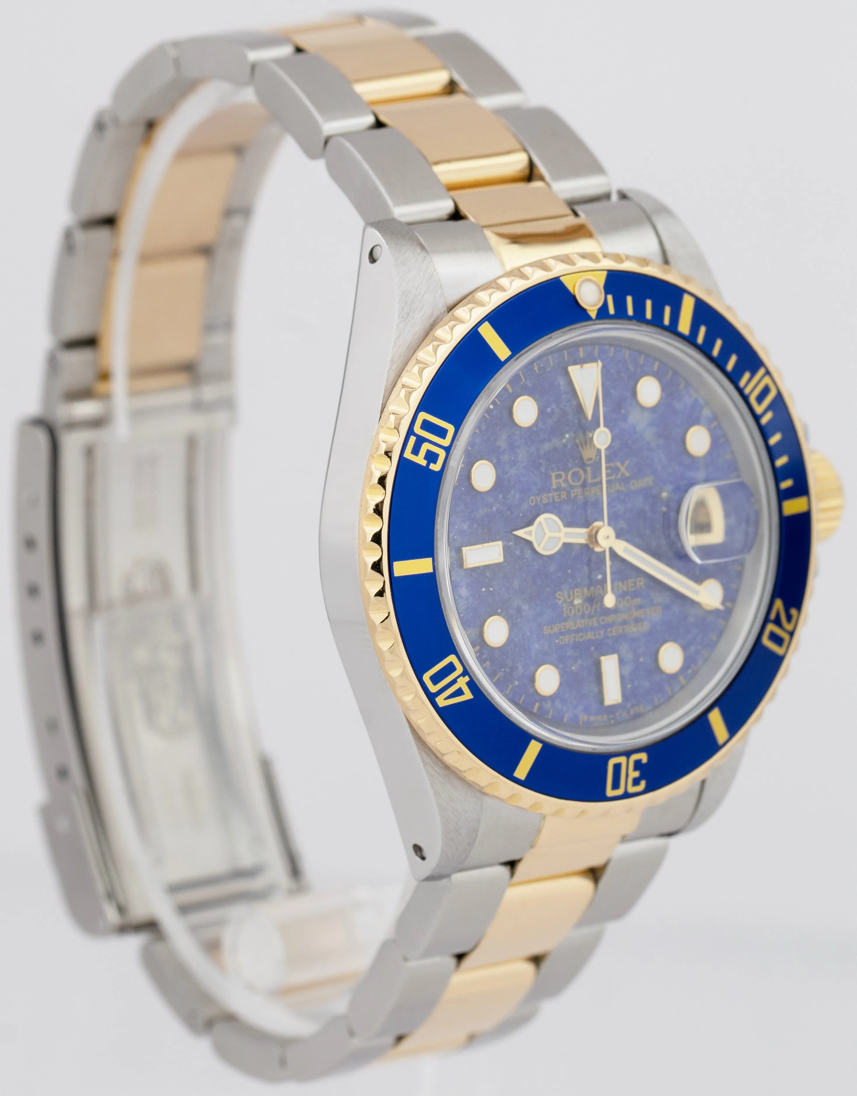 Rolex Submariner LAPIS BLUE Dial Two-Tone 18K Yellow Gold 40mm Steel Watch 16613