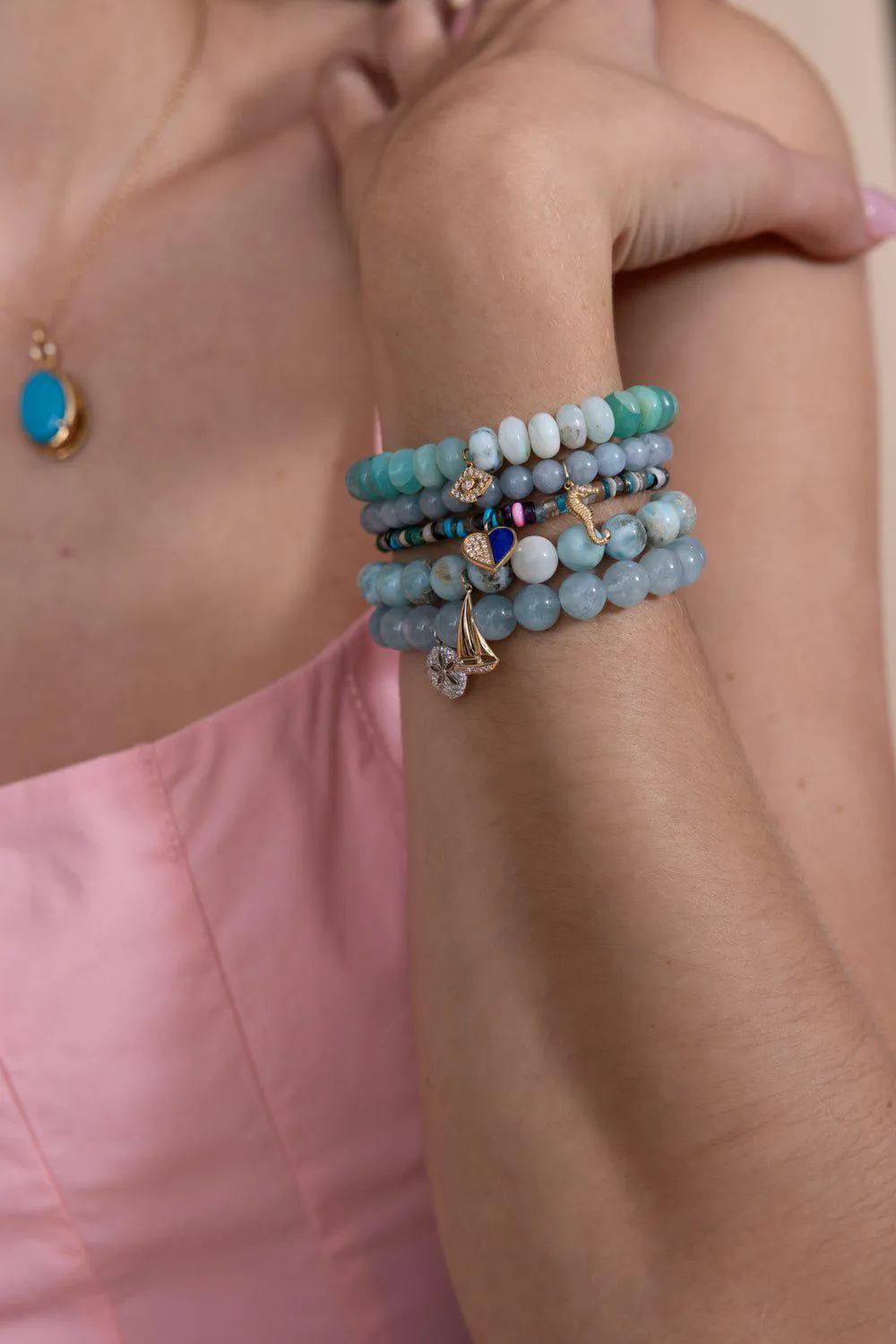 Seahorse Aquamarine Charm Bracelet