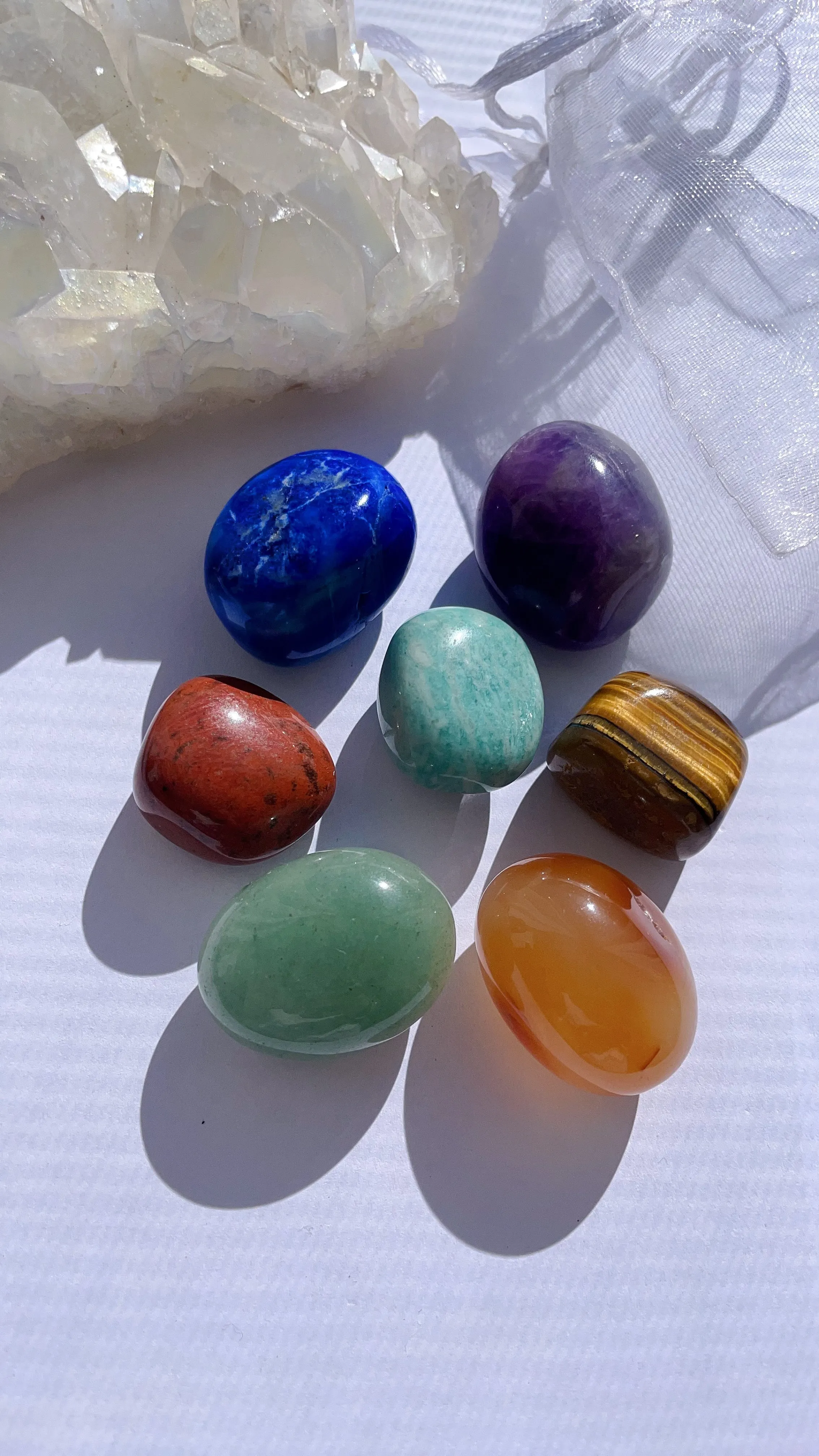 Seven 7 Chakra Tumble Stone Balance Meditation Set High Quality Crystal