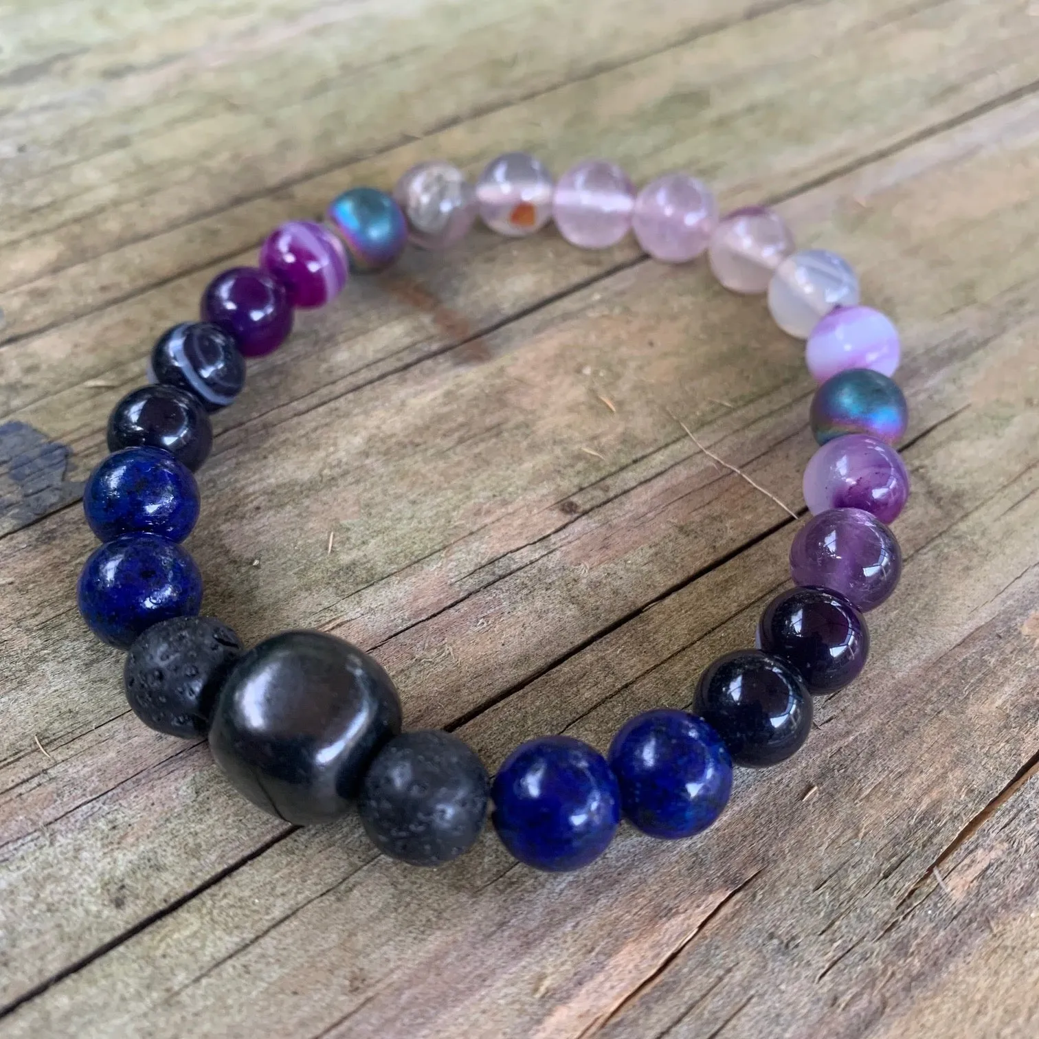 Shungite Amplified THIRD EYE Chakra Bracelet ~ medium  [#22]