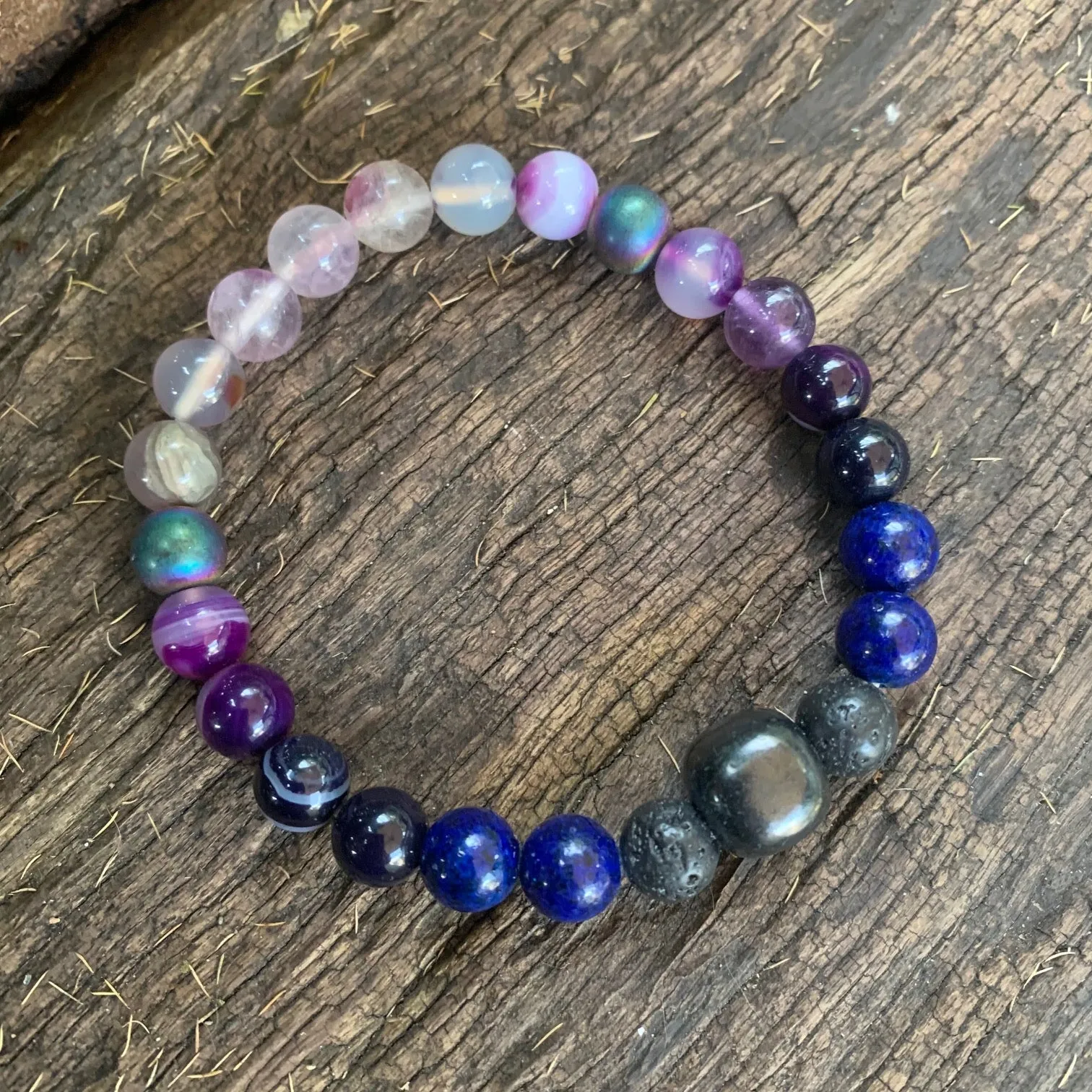 Shungite Amplified THIRD EYE Chakra Bracelet ~ medium  [#22]