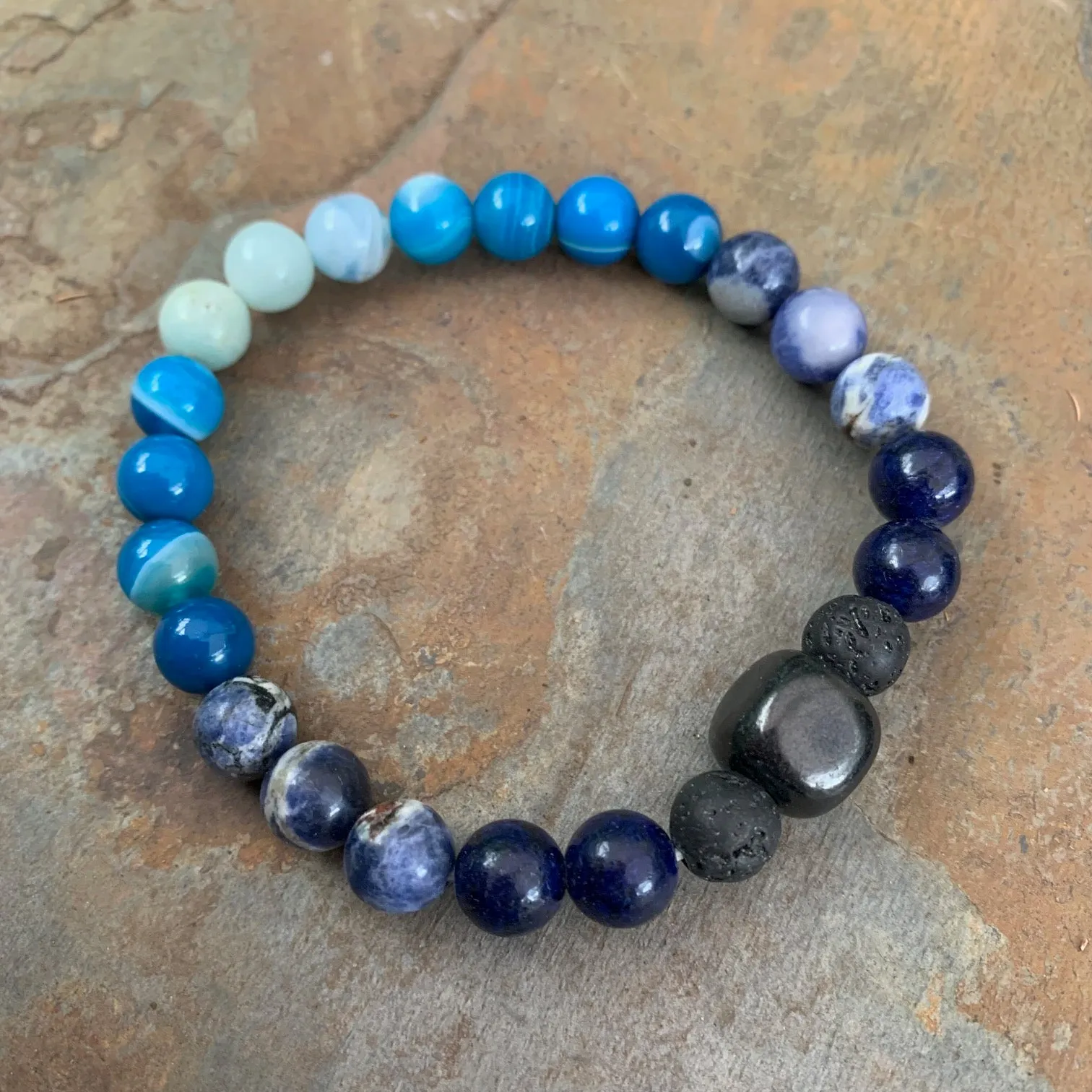 Shungite Amplified THROAT Chakra Bracelet ~ medium  [#28]