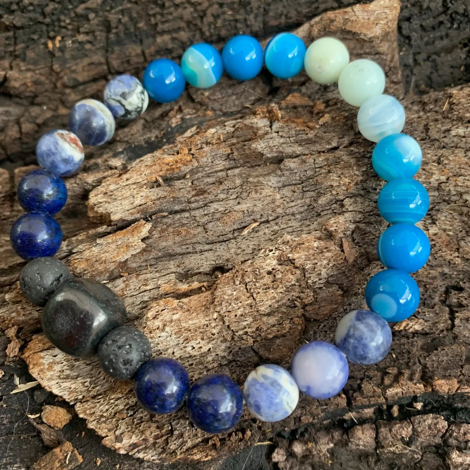 Shungite Amplified THROAT Chakra Bracelet ~ medium  [#28]