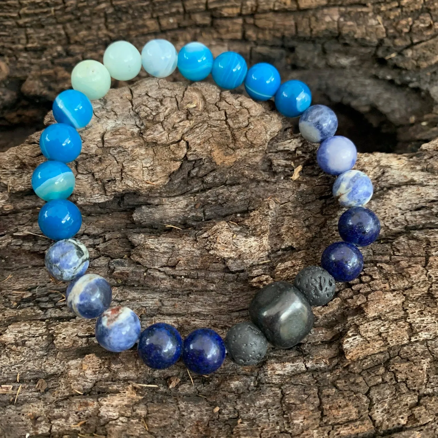 Shungite Amplified THROAT Chakra Bracelet ~ medium  [#28]