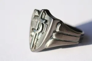 Signet Family Crest Silver monogram ring