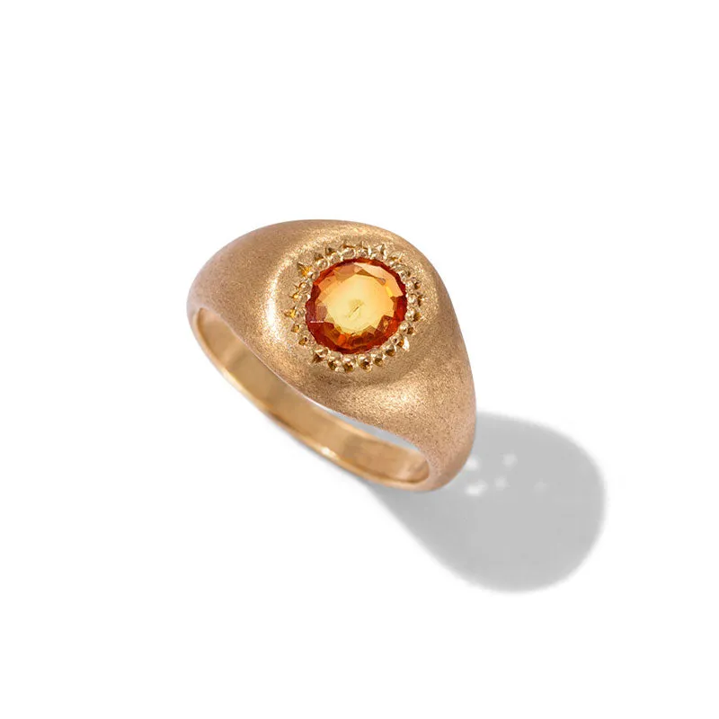 Signet Ring, Orange Sapphire, 9kt Yellow Gold