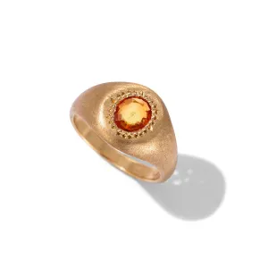 Signet Ring, Orange Sapphire, 9kt Yellow Gold