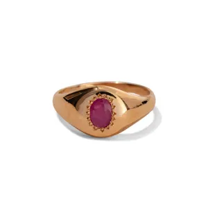 Signet Ring, Ruby, 9kt Yellow Gold