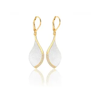 Silver & Co Mother of Pearl CZ Earrings with Yellow Gold Plating - SEG0088Y