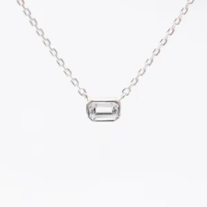Silver & White Topaz Octagon Shaped Necklace