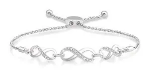 SILVER INFINITY DIAMOND LARIAT BRACELET