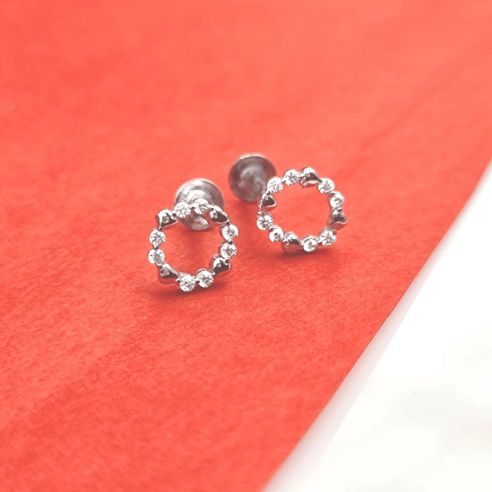 Silver Zircon Halo Earrings
