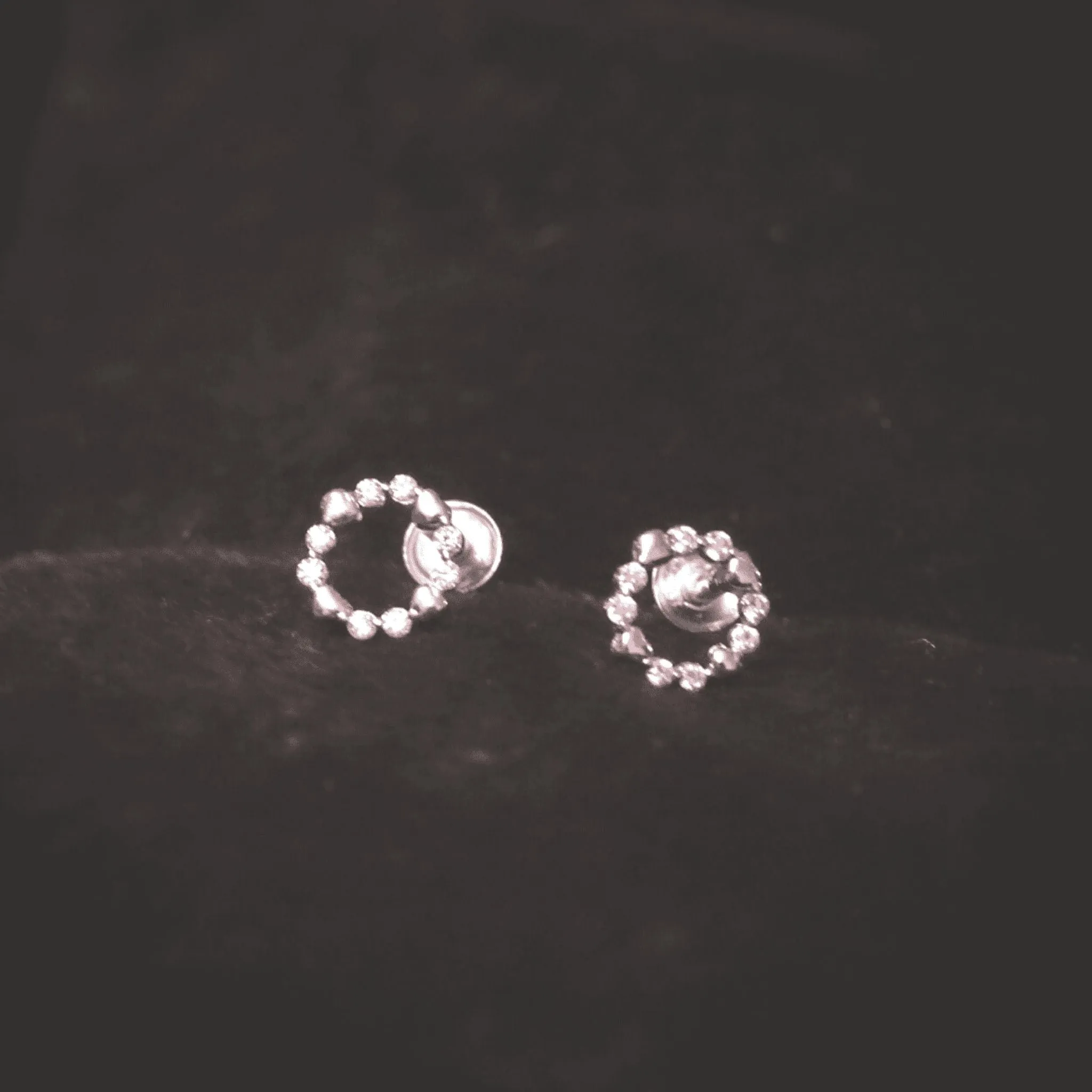 Silver Zircon Halo Earrings