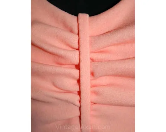 Size 8 Peach Knit Empire Dress & Beaded Jacket - Spring Summer 1970s Prom Evening Formal Gown After Five - Sleeveless - Bust 35 - 40873