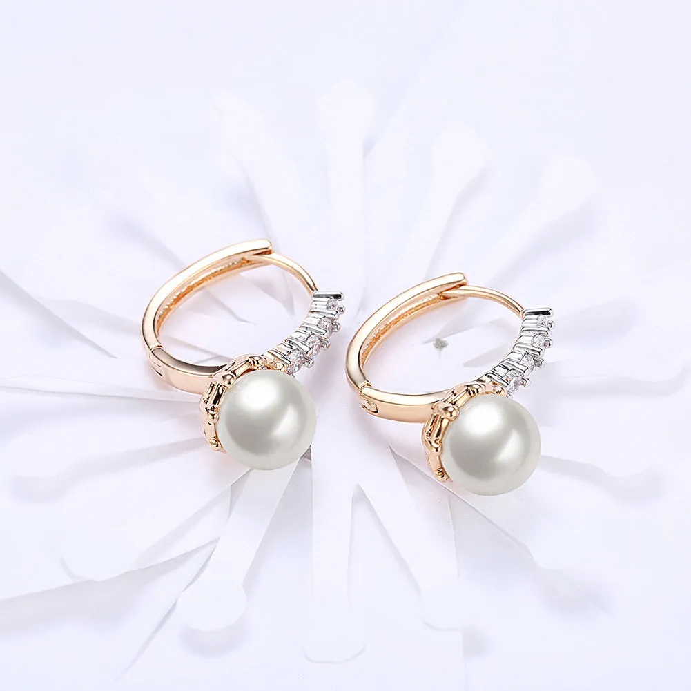 SKMEI LKN025 Gold Plated Earrings w/ Pearl Drop