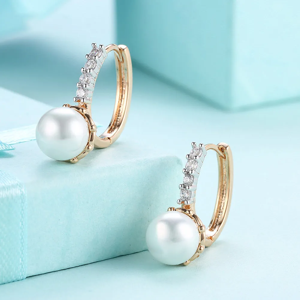 SKMEI LKN025 Gold Plated Earrings w/ Pearl Drop