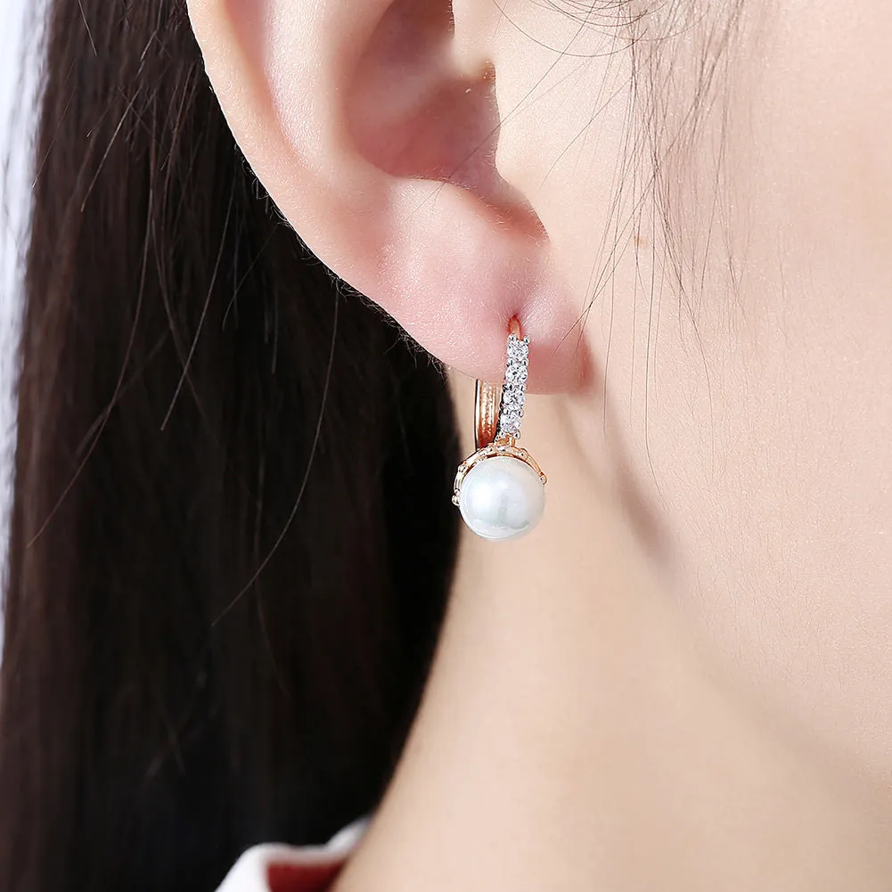 SKMEI LKN025 Gold Plated Earrings w/ Pearl Drop