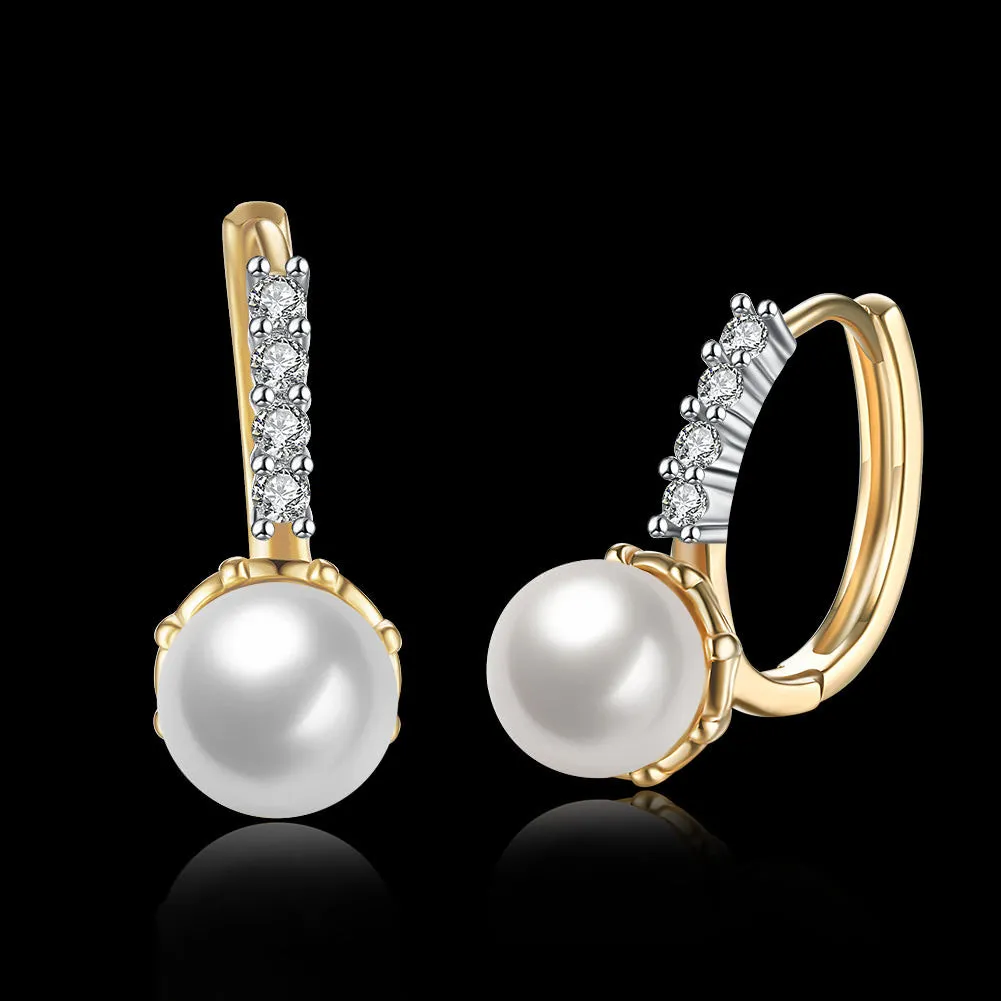 SKMEI LKN025 Gold Plated Earrings w/ Pearl Drop