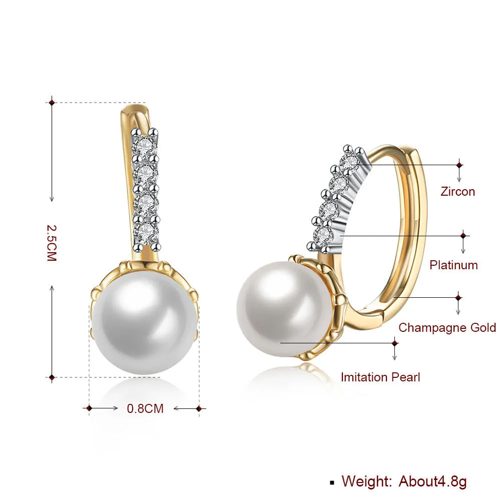 SKMEI LKN025 Gold Plated Earrings w/ Pearl Drop