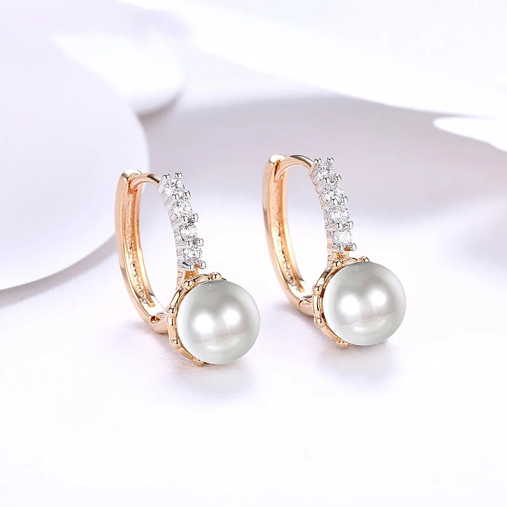 SKMEI LKN025 Gold Plated Earrings w/ Pearl Drop