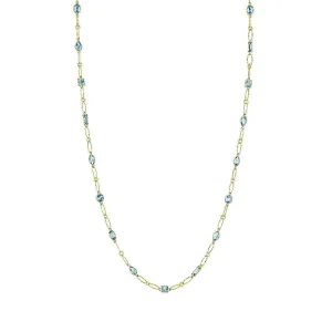 SLOANE STREET 18K YELLOW GOLD SWISS BLUE TOPAZ NECKLACE