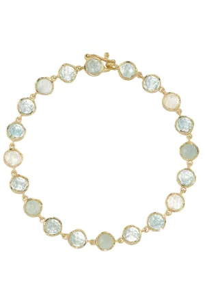 Small Classic Aquamarine Link Mixed Bracelet