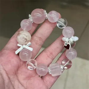 Snowflake Phantom Quartz Rose Quartz Bracelet